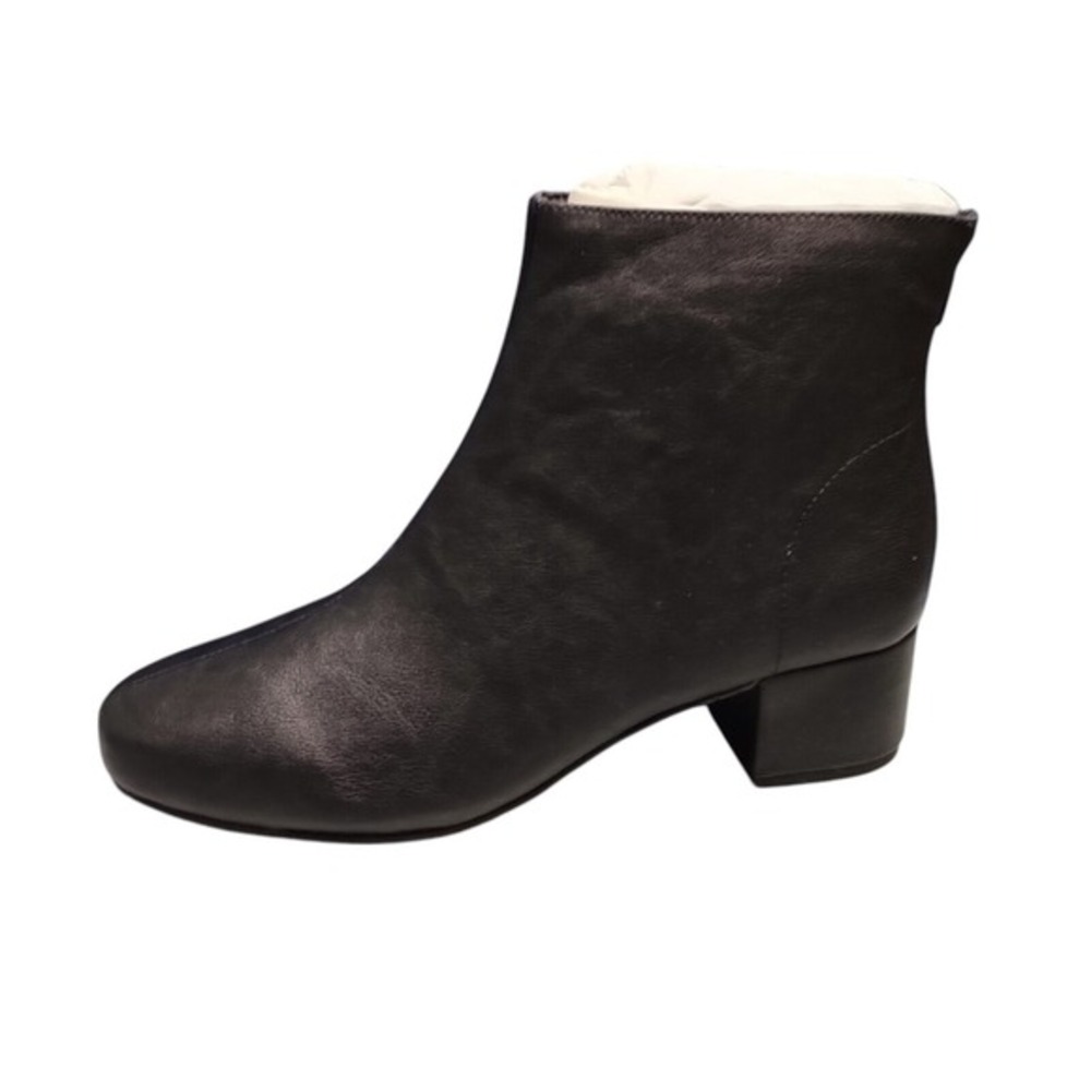 Melrose Ave. Big News Ankle Boots Womens Sz 7 Black Leather Block Heel Back Zip‎